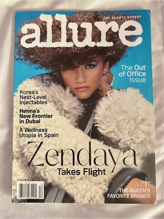 Allure Other - Zendaya for Allure Magazine - Blue & White Cover with Furry Coat